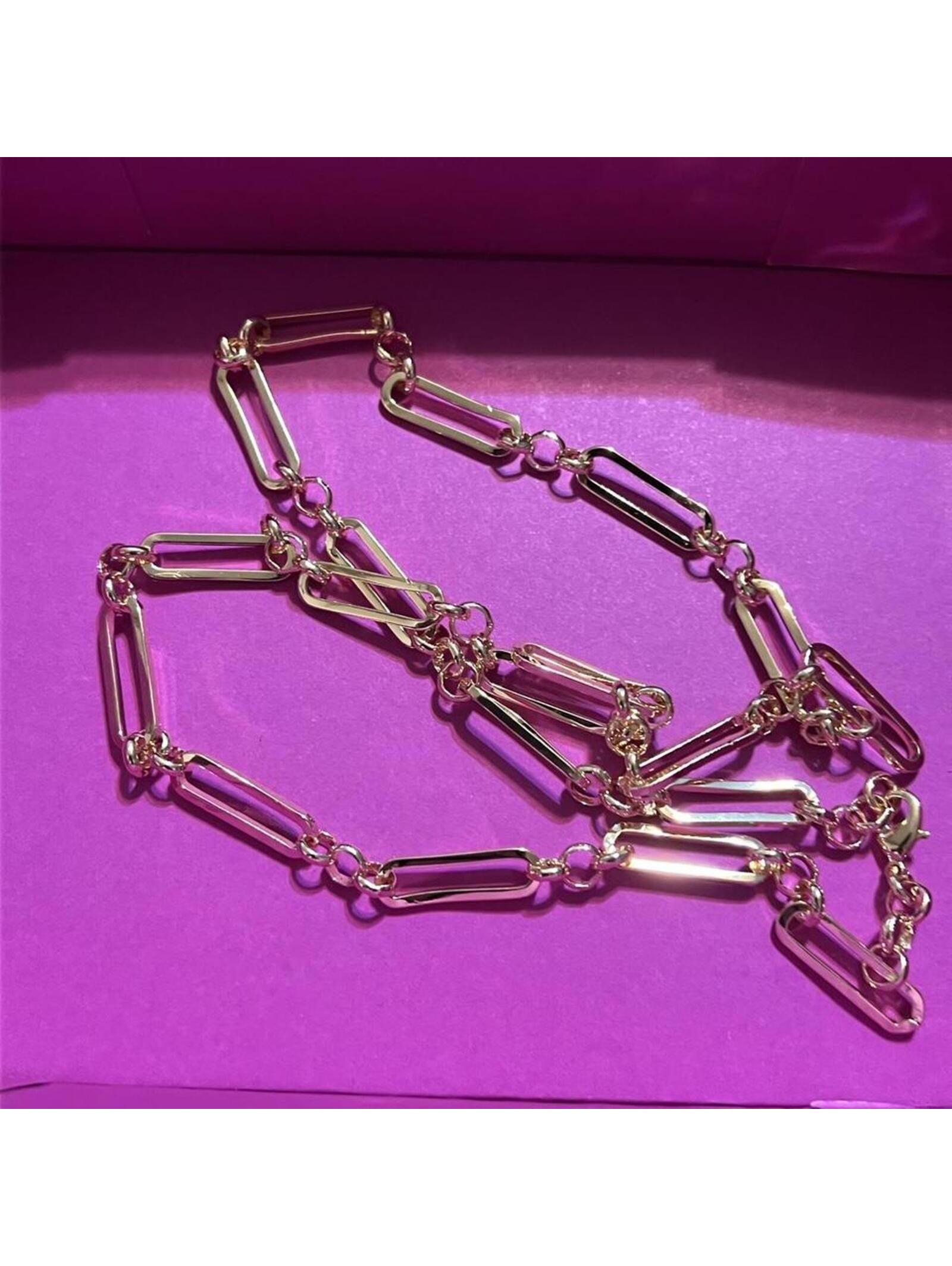 N63 Brand New 14k GoldPlated StainlessSteel Paperclip Chain Necklace